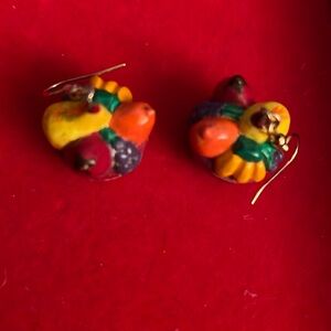 Vintage fruit bowl upcycled earring